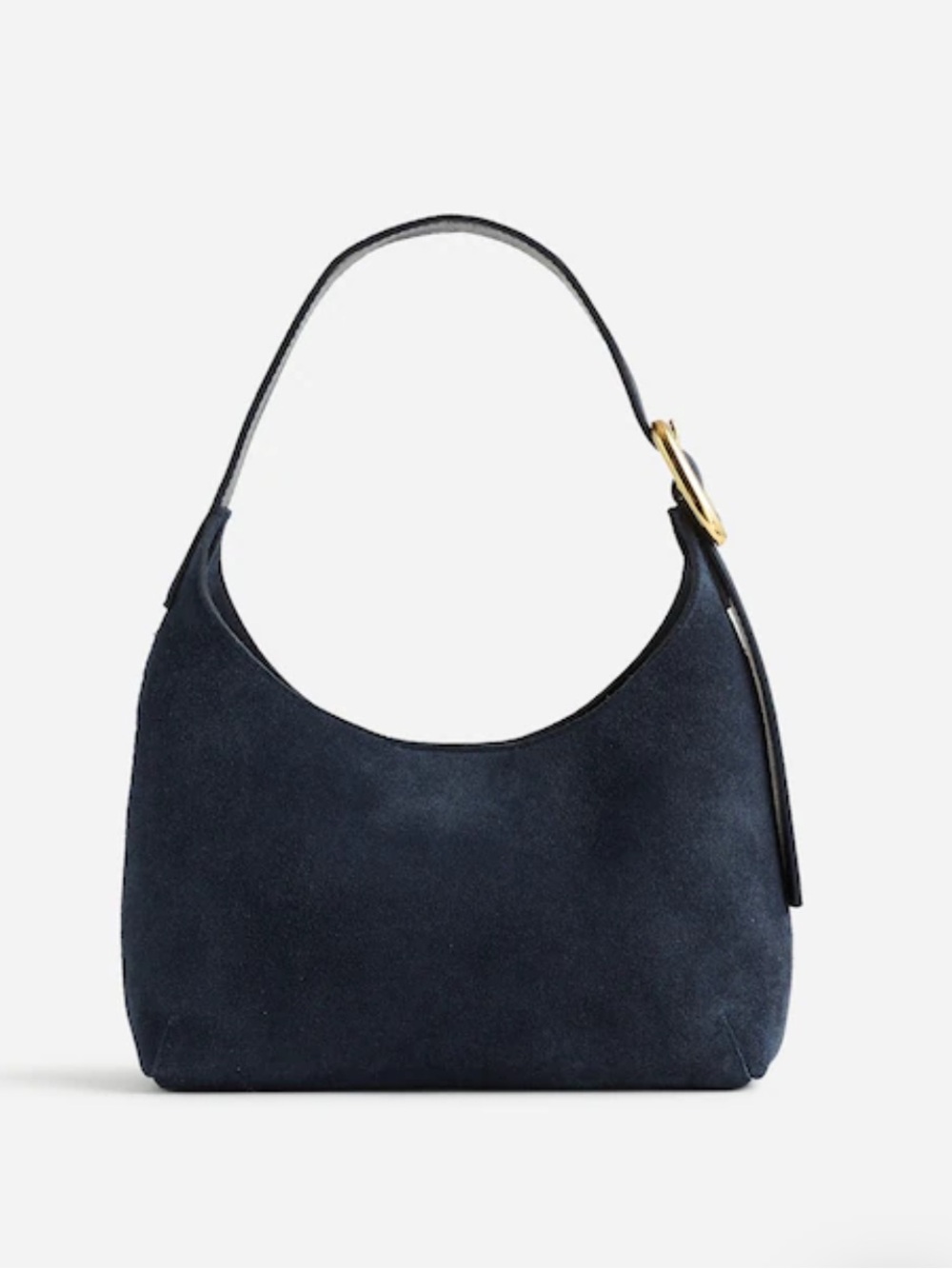 NWT Madewell The Sculptural-Buckle Shoulder Bag - Navy Suede